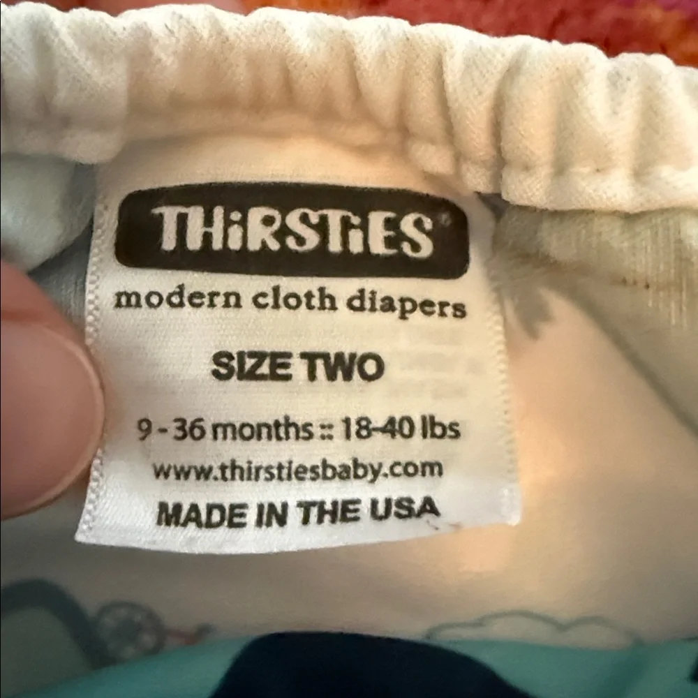 Thirsties diaper cover, GUC, size Two, Velcro closure, adjustable snaps